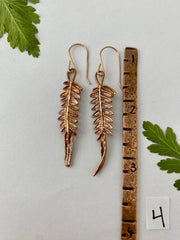 real fern leaf earrings electroplated with recycled copper ans 14 karat gold by simple wealth art made in usa