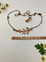 real fern electroplated recycled copper horizontal necklace simple wealth art made in usa herbalist gift western bracken fern licorice fern mother fern