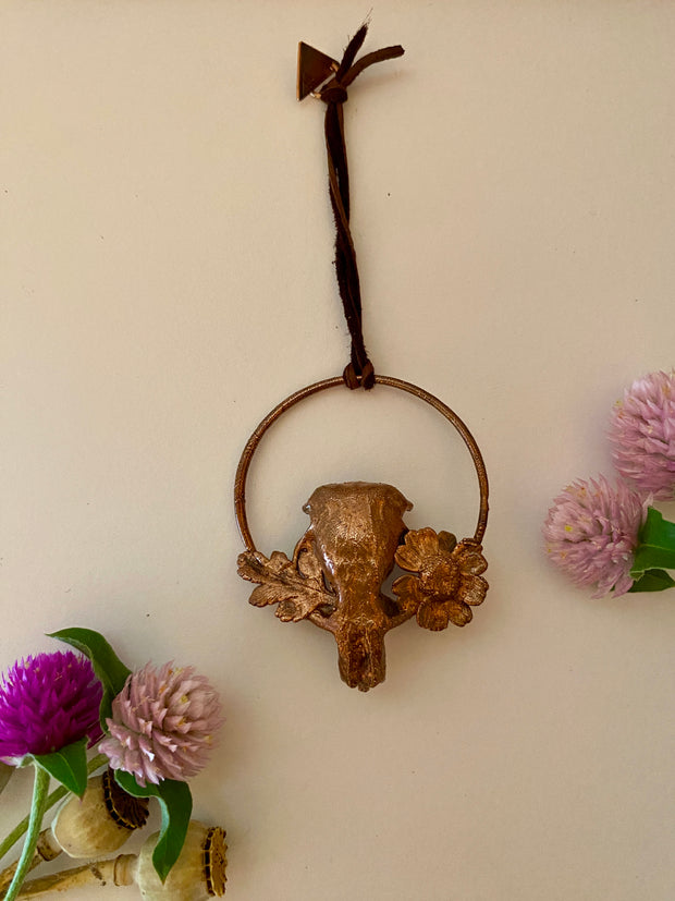 recycled copper electroplated bug rodent necklace wall hanging skull and plant creepy jewelry crystal made in usa simple wealth art