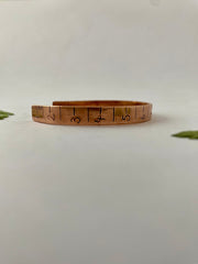 hand stamped ruler recycled copper cuff simple wealth art made in usa standard metric system
