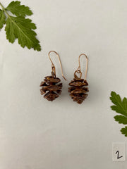recycled copper redwood sequia sempervirens cone earrings made in usa simple wealth art northern california