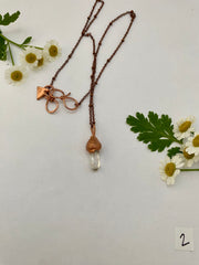 Recycled copper quartz crystal acorn electroplated real acorn necklace simple wealth art recycled copper