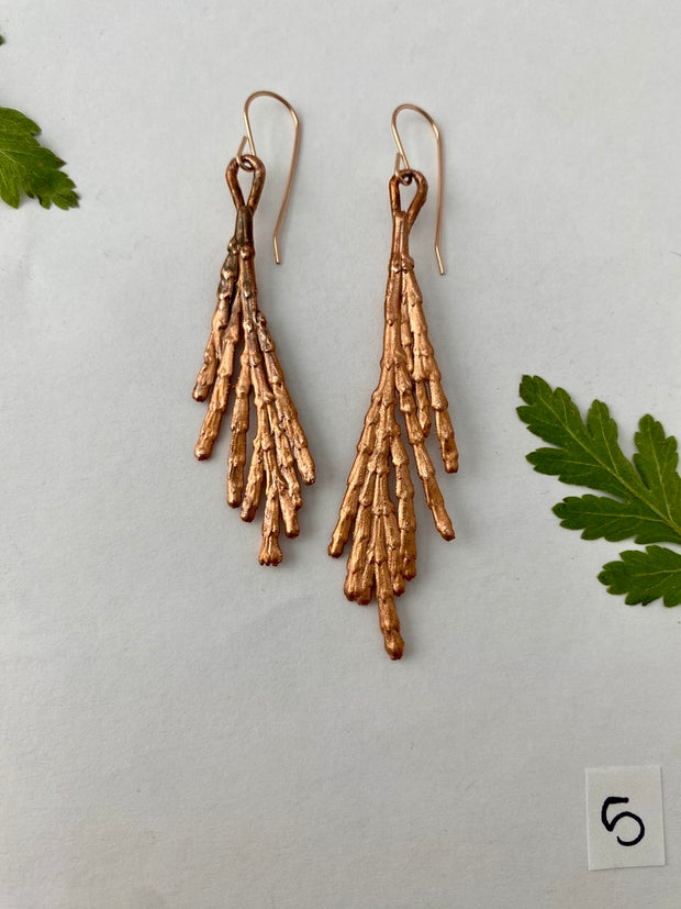 real western red cedar spray electroplated in recycled copper 14 karat rose gold handmade in usa simple wealth art