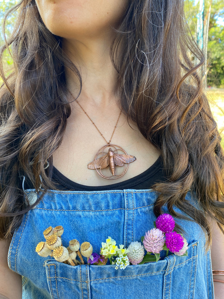 recycled copper electroplated bug rodent necklace wall hanging skull and plant creepy jewelry crystal made in usa simple wealth art