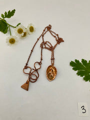 real oak leaf necklace encased in recycled copper infinity clasp simple wealth art made in usa electroplated oak leaf