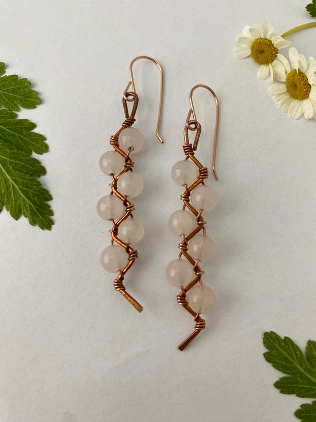 tourmalated quartz recycled copper electrical wire zig zag shape copper jewelery wire wrapped made in usa simple wealth art