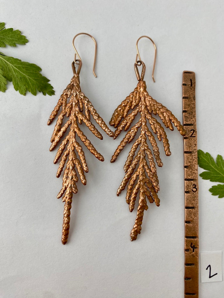 real western red cedar spray electroplated in recycled copper 14 karat rose gold handmade in usa simple wealth art