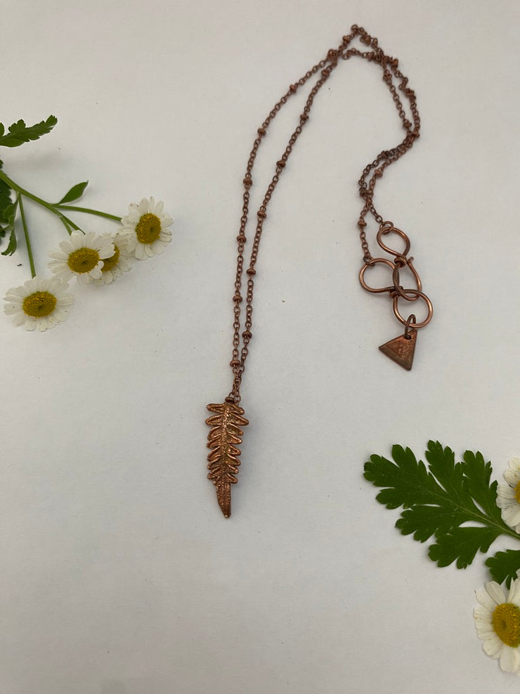 recycled copper electroplated real fern necklace licorice fern western bracken fern jewelry made in usa simple wealth art