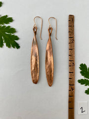 recycled copper electroplated real paper bark eucalyptus earrings leaves 14 karat rose gold made in usa simple wealth art