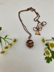 Recycled copper electroplated redwood cone sequia semperviren necklace handmade in usa simple wealth art