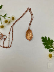 real oak leaf necklace encased in recycled copper infinity clasp simple wealth art made in usa electroplated oak leaf