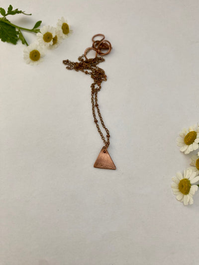 single triangle bunting necklace recycled copper plumbing pipe upcycle metal handmade in usa