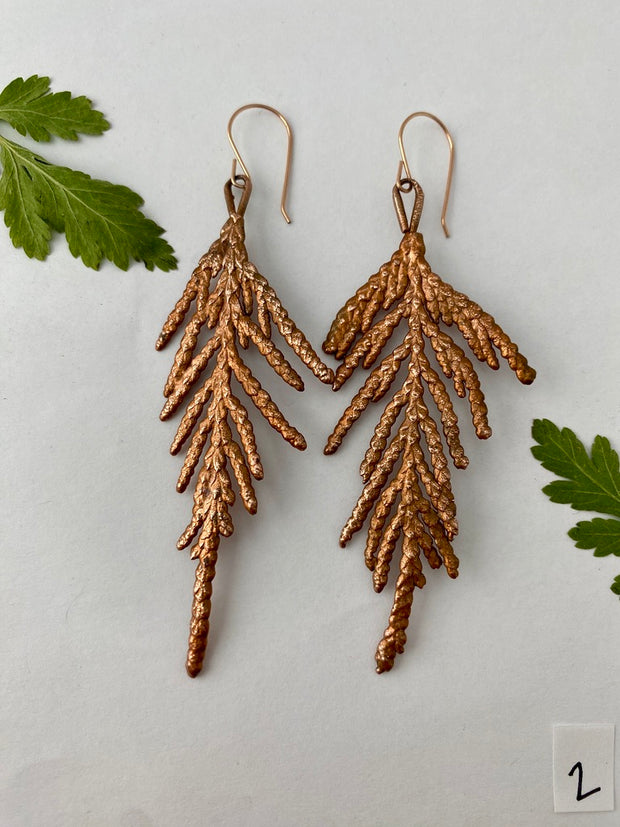 real western red cedar spray electroplated in recycled copper 14 karat rose gold handmade in usa simple wealth art