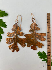 recycled copper electroformed oak leaf earrings valley oak coast oak live oat garry oak rose gold simple wealth art made in usa