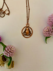 recycled copper electroplated bug rodent necklace wall hanging skull and plant creepy jewelry crystal made in usa simple wealth art